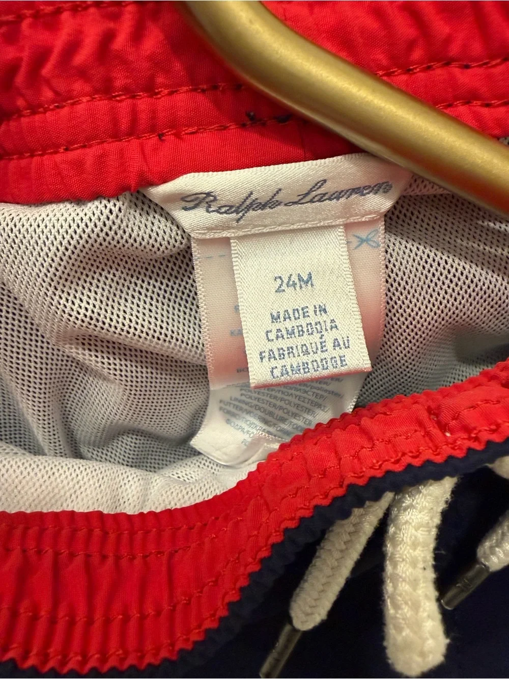 Ralph Lauren Navy Swim Boys Bathing suit with Red Pony